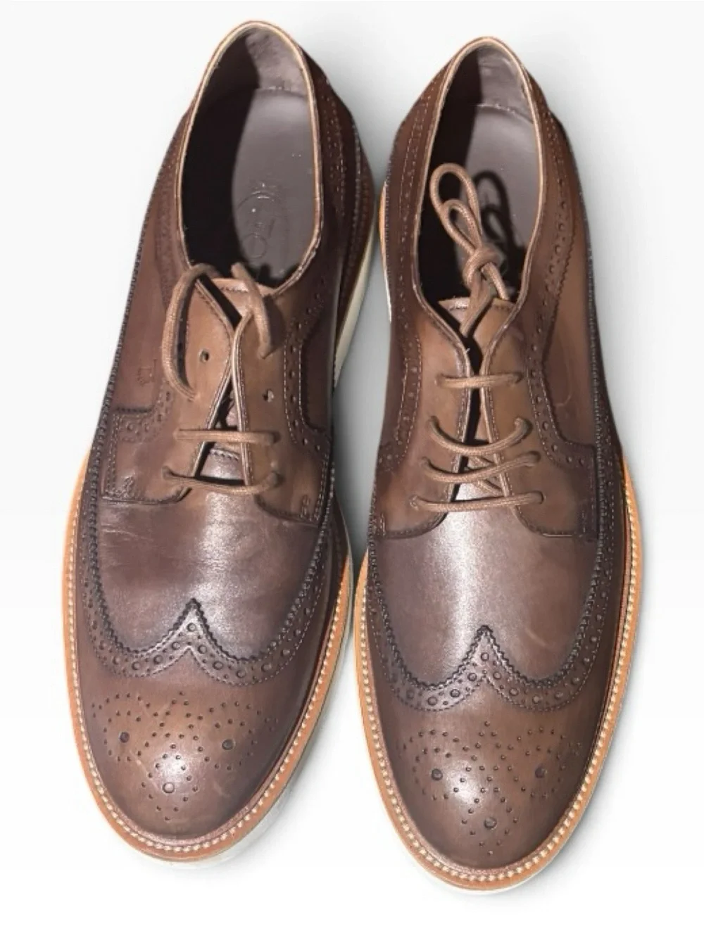 Tod's Brown Leather Wingtip Derby Shoes